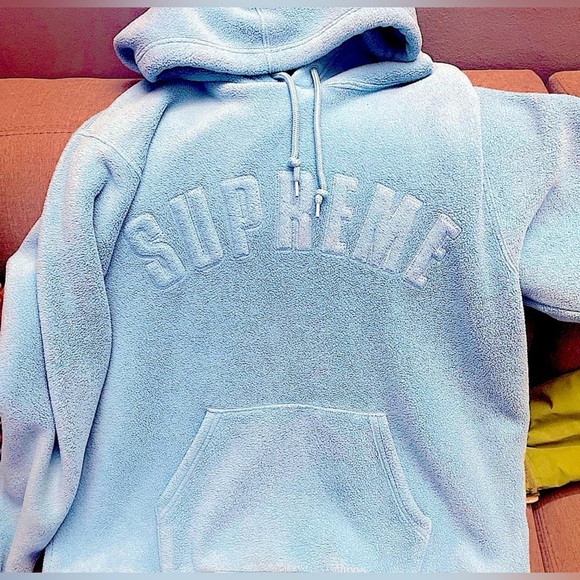 Supreme Polartec Fleece Hoodie Baby Blue Women’s Medium | Authentic SUPREME! - Picture 2 of 7